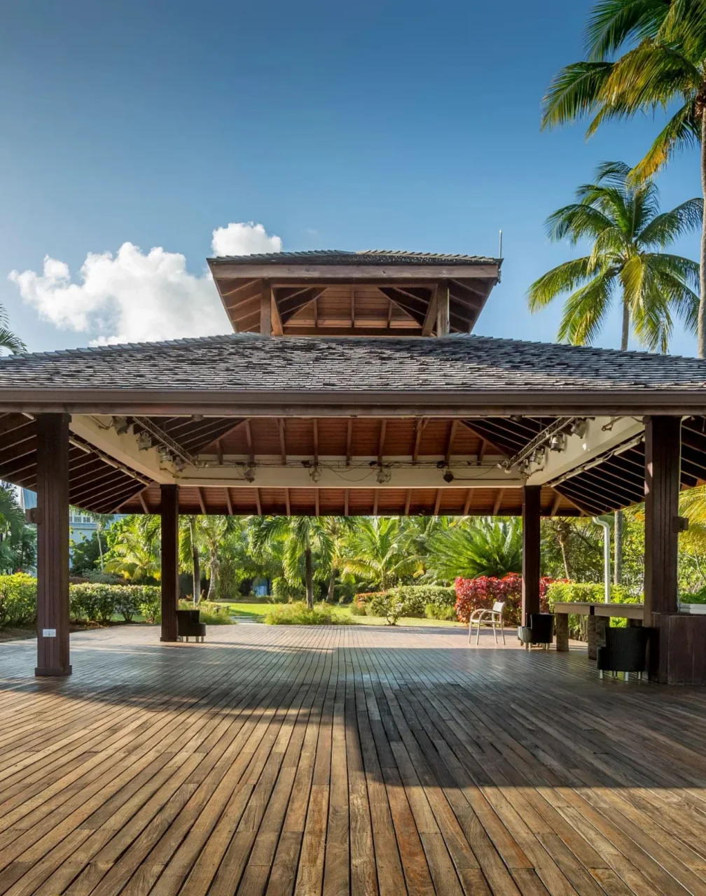 palm pavilion deck at Zoetry Marigot Bay St. Lucia