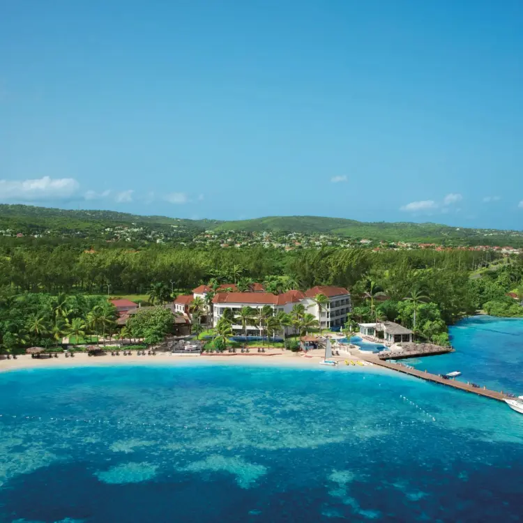 Aerial view of Zoetry Montego Bay and its private beach pier, Montego Bay