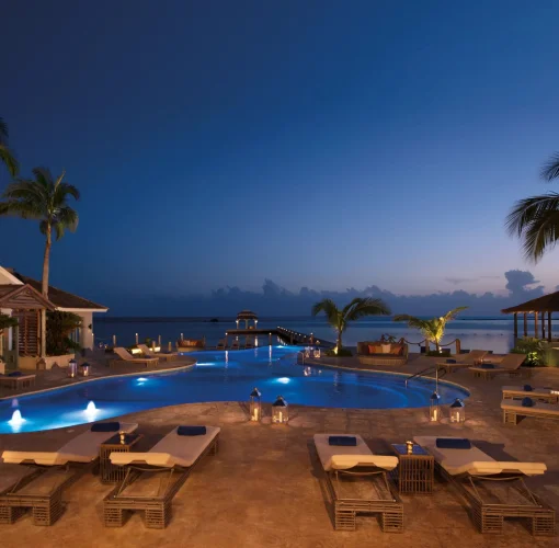 main pool at dusk at Zoetry Montego Bay
