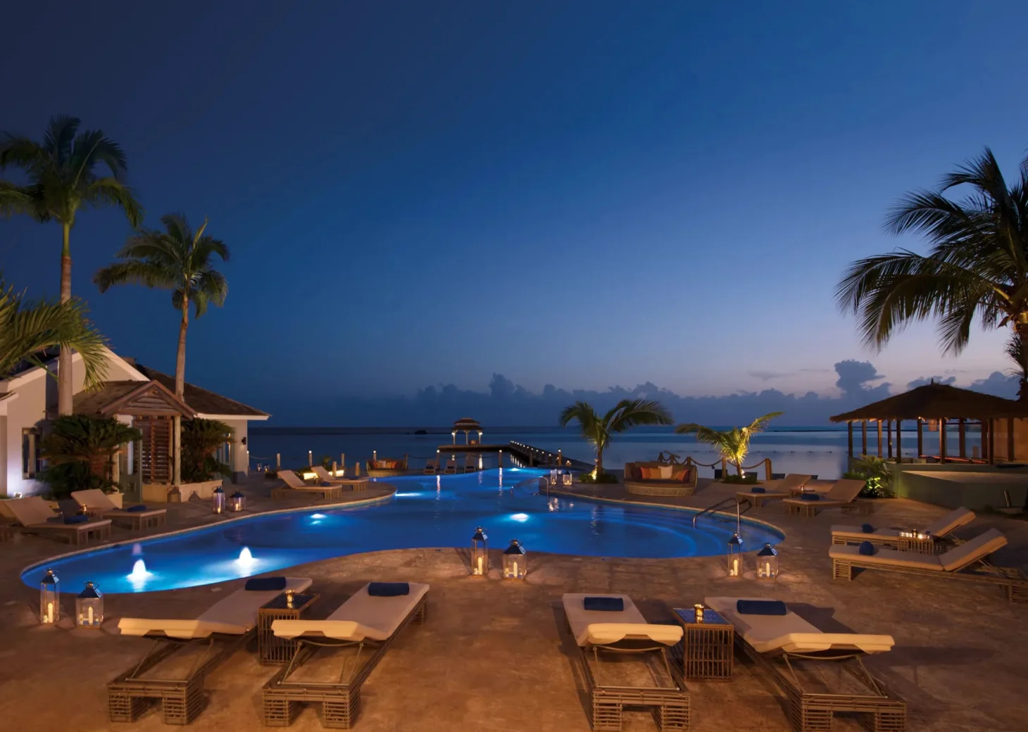 main pool at dusk at Zoetry Montego Bay