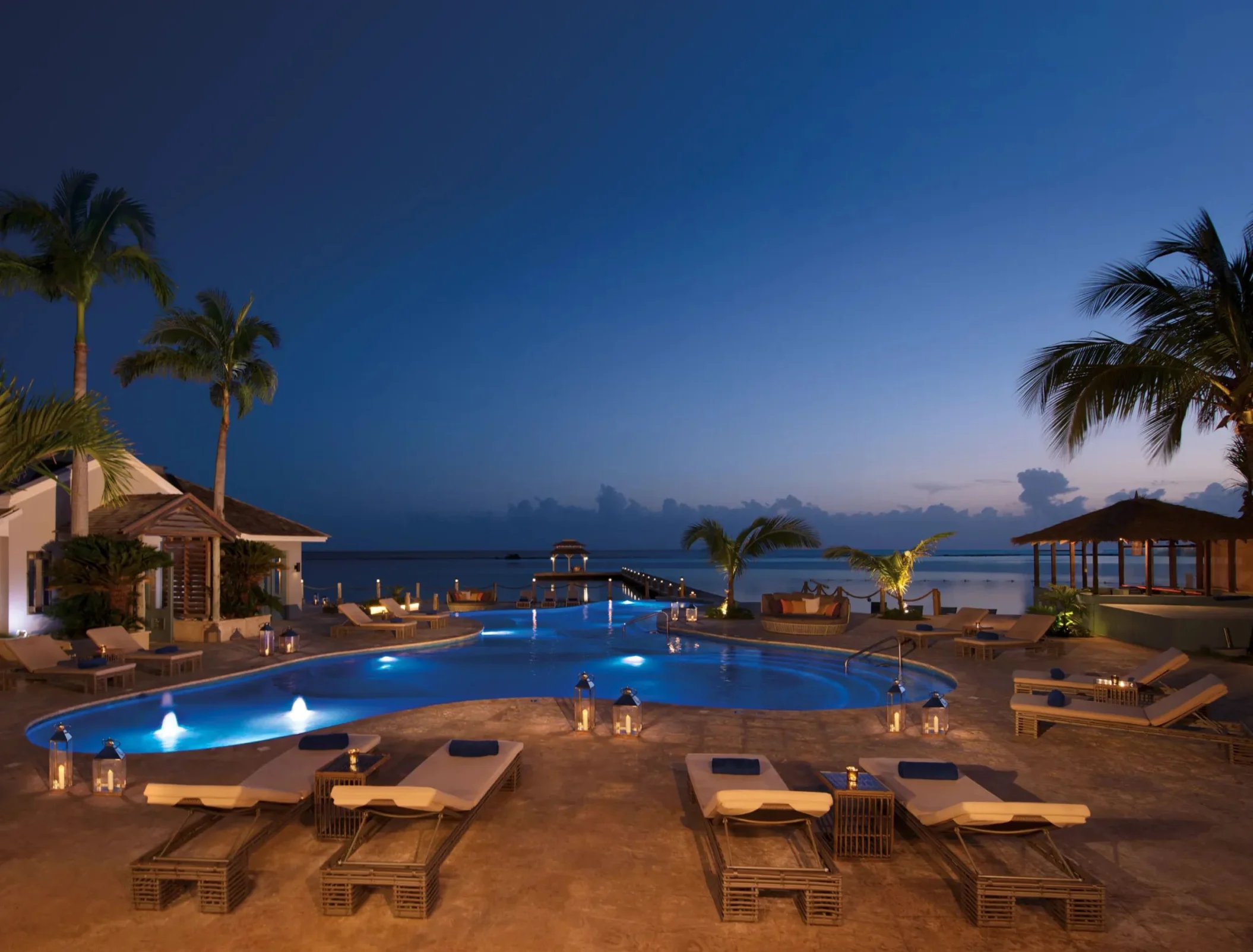 main pool at dusk at Zoetry Montego Bay