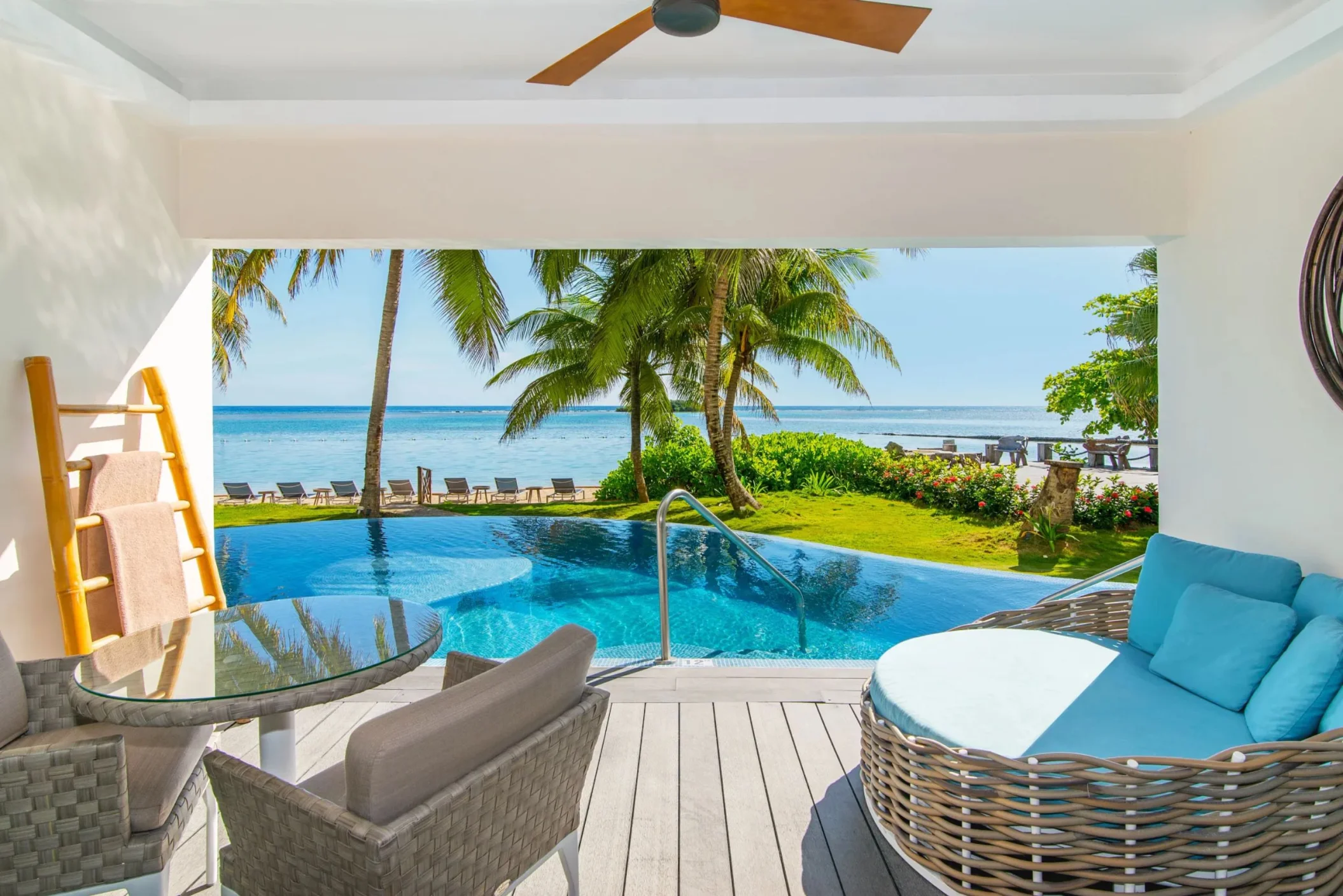 terrace of swim out suite at Zoetry Montego Bay