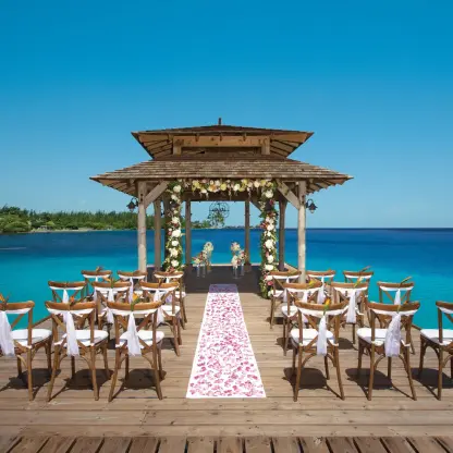 Overwater gazebo wedding ceremony at Zoetry Montego Bay, Montego Bay