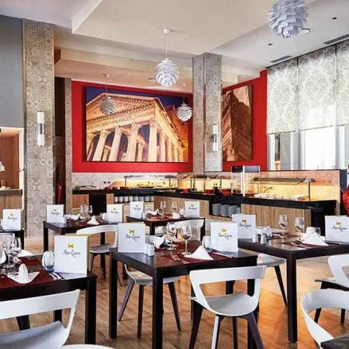 Italian restaurant dining room and buffet at Riu Palace Riviera Maya, Playa Del Carmen