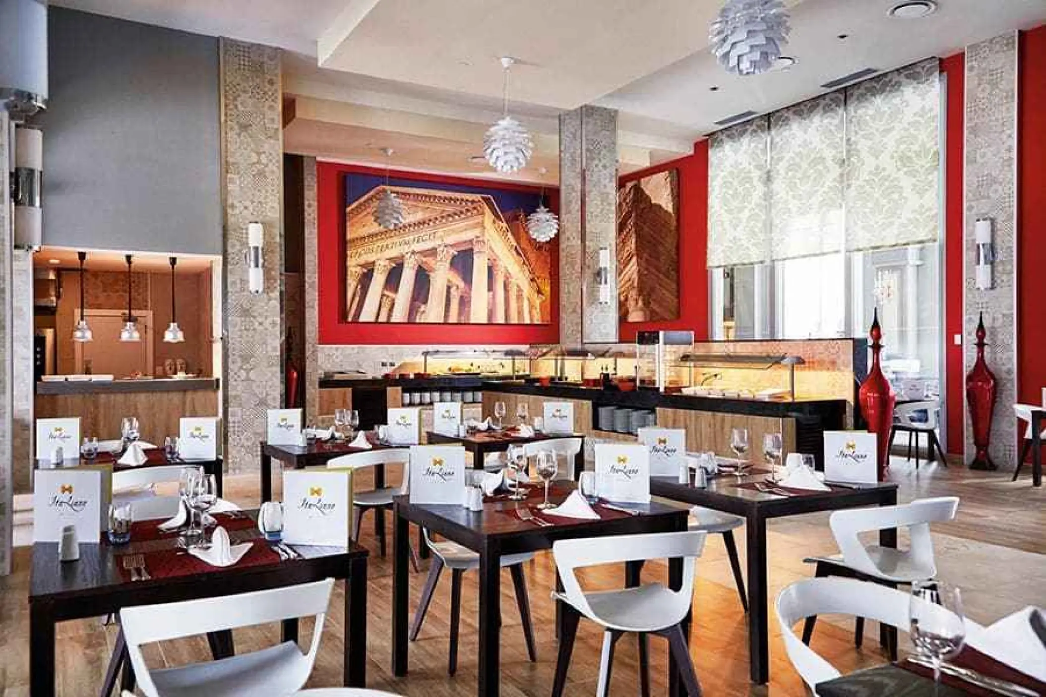 Italian restaurant dining room and buffet at Riu Palace Riviera Maya, Playa Del Carmen