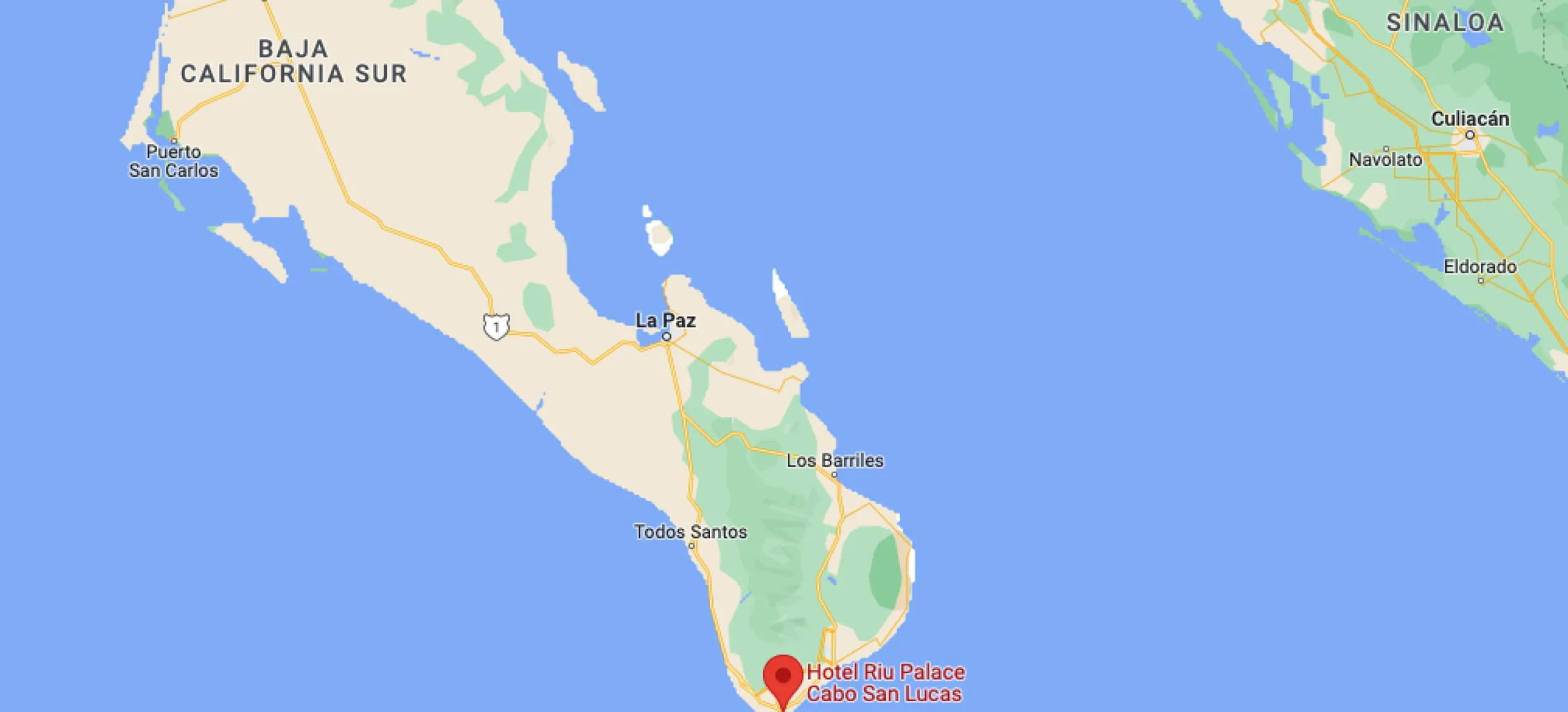 Google maps of Riu Palace Cabo San Lucas