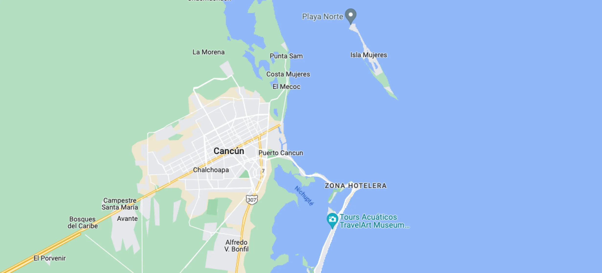 Google maps of Riu Palace Costa Mujeres