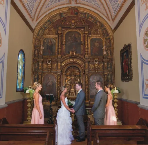 Couple on the chapel at Riu Palace mexico