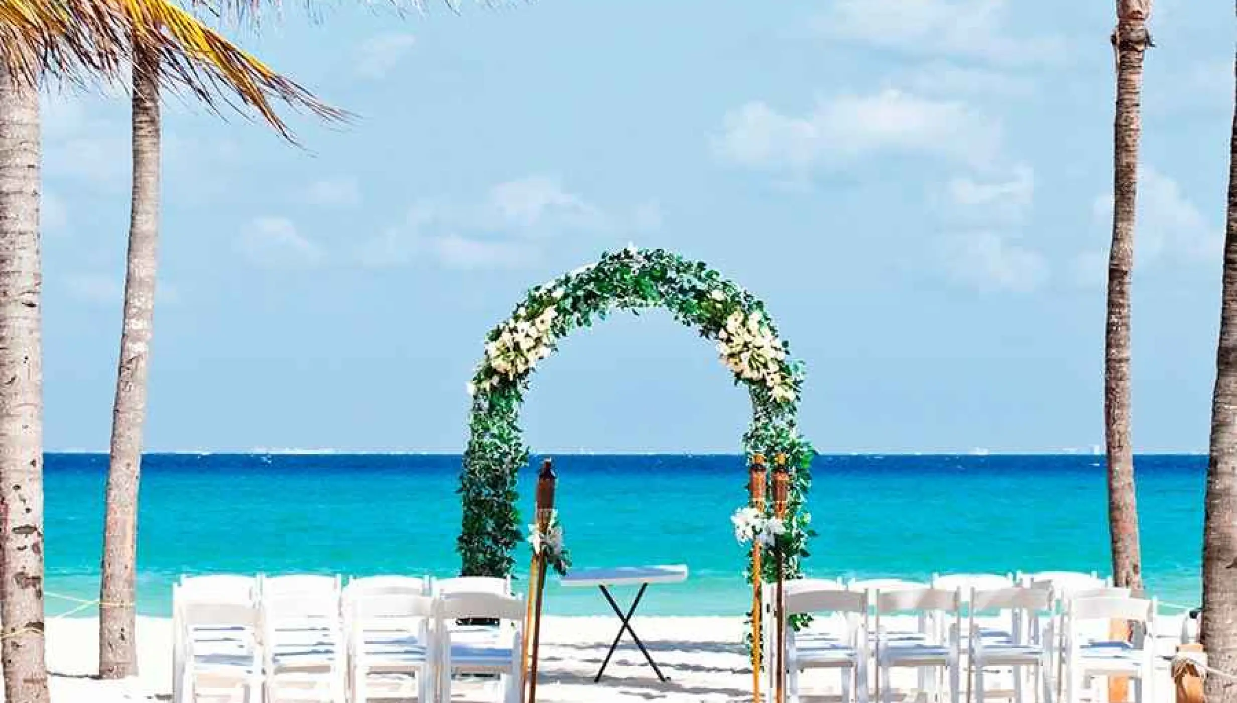 Ceremony decor on the beach at Riu Palace Mexico