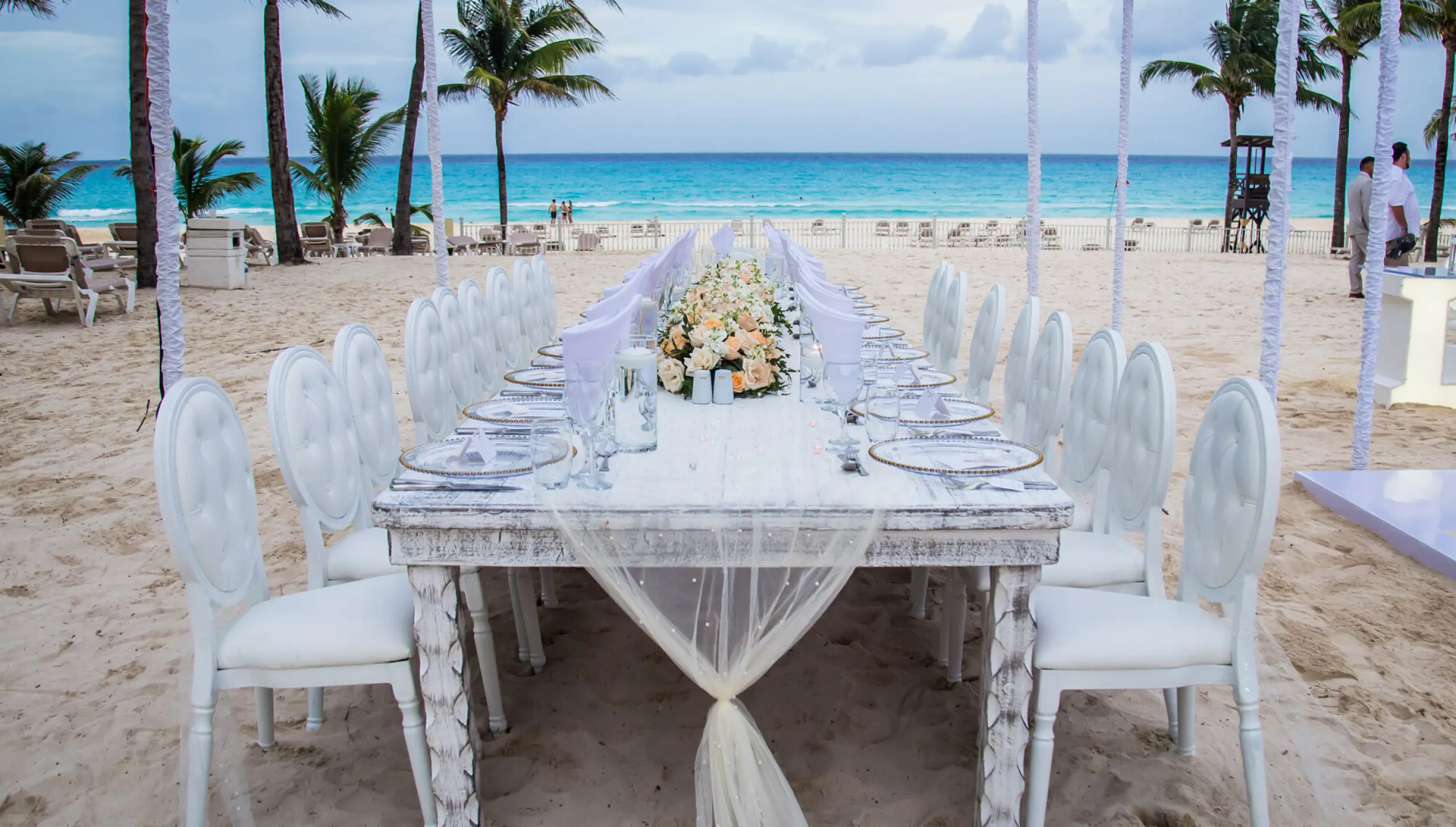 Dinner decor on the beach at Riu Palace Resort