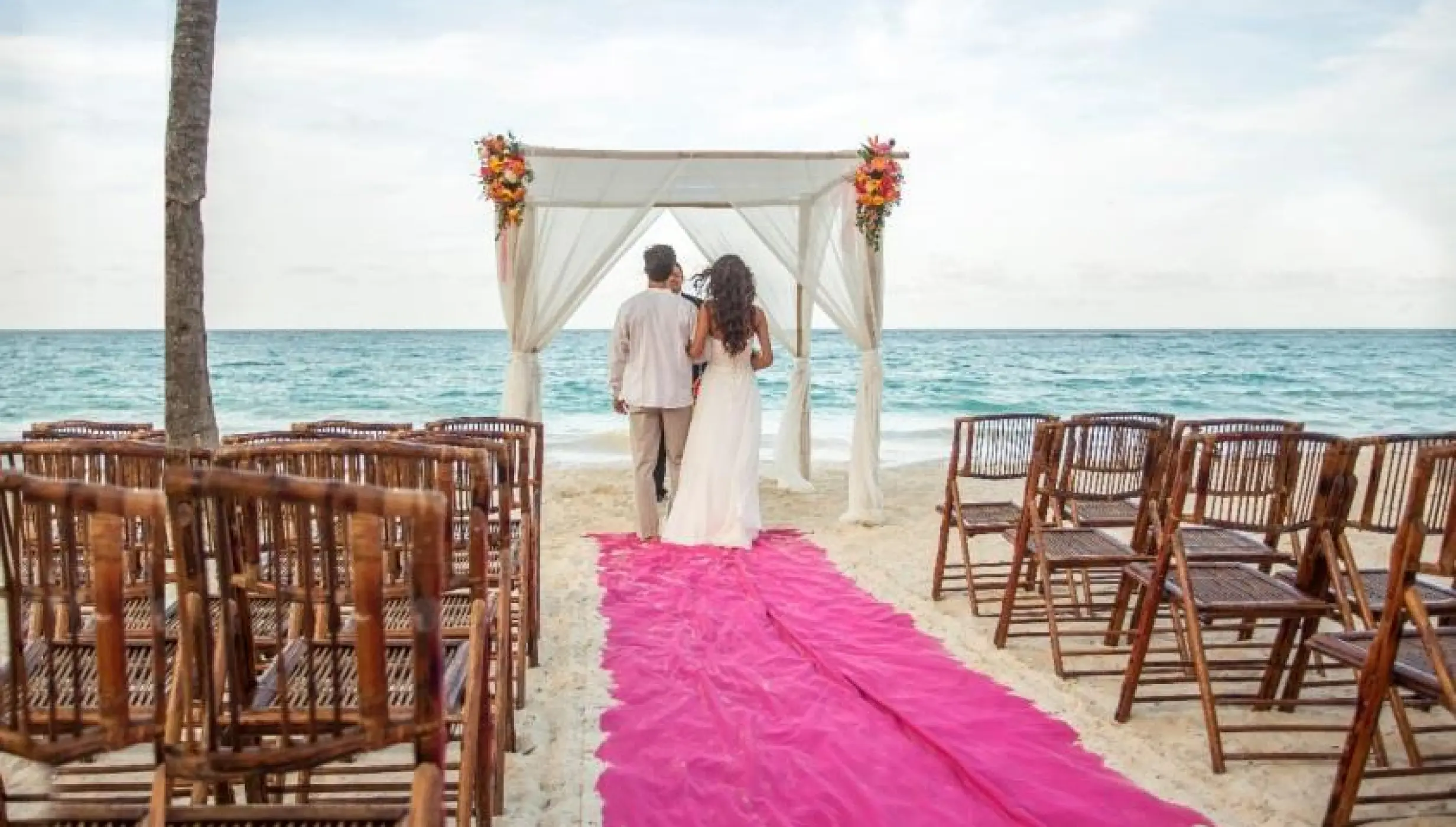 Ceremony decor on the beach at Riu Palace Yucatan