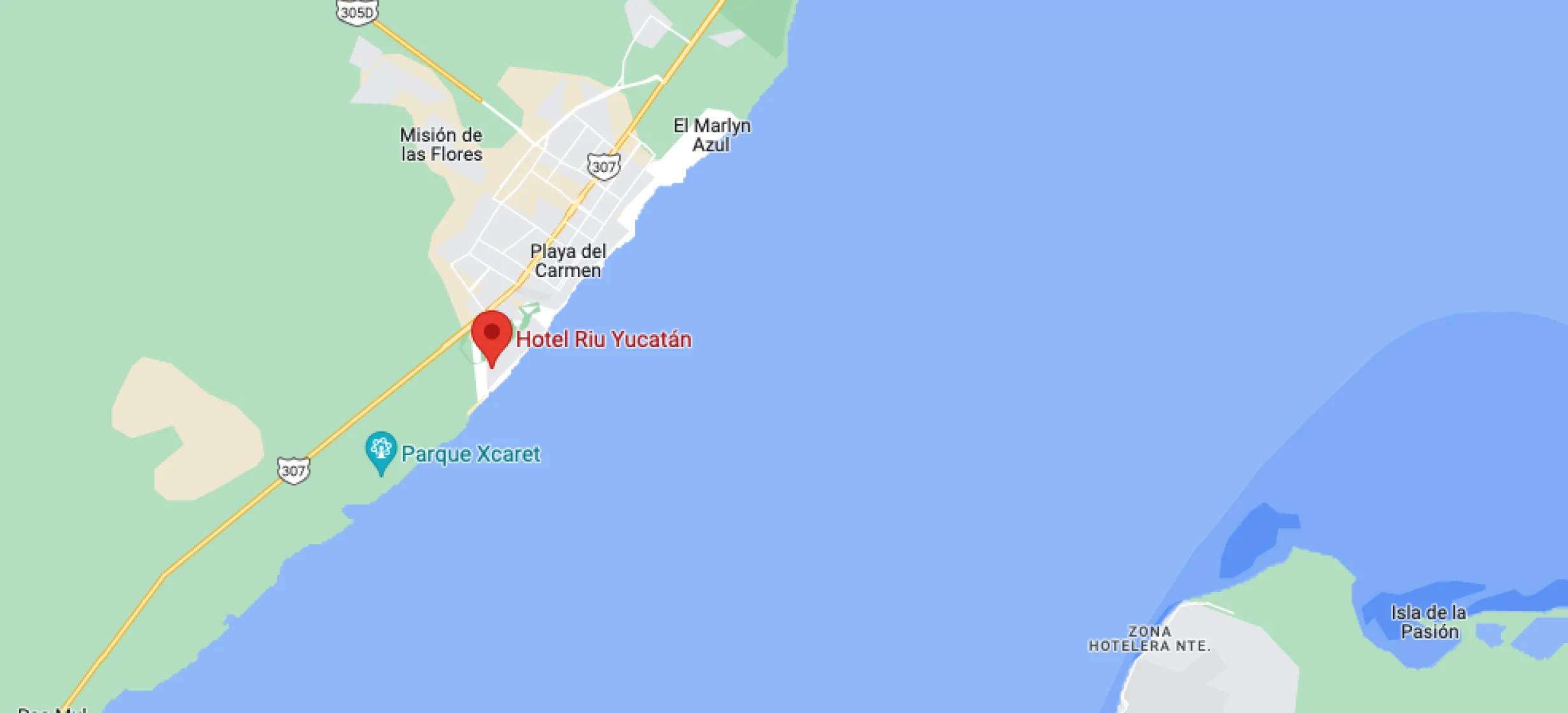 Google maps of Hotel riu yucatan