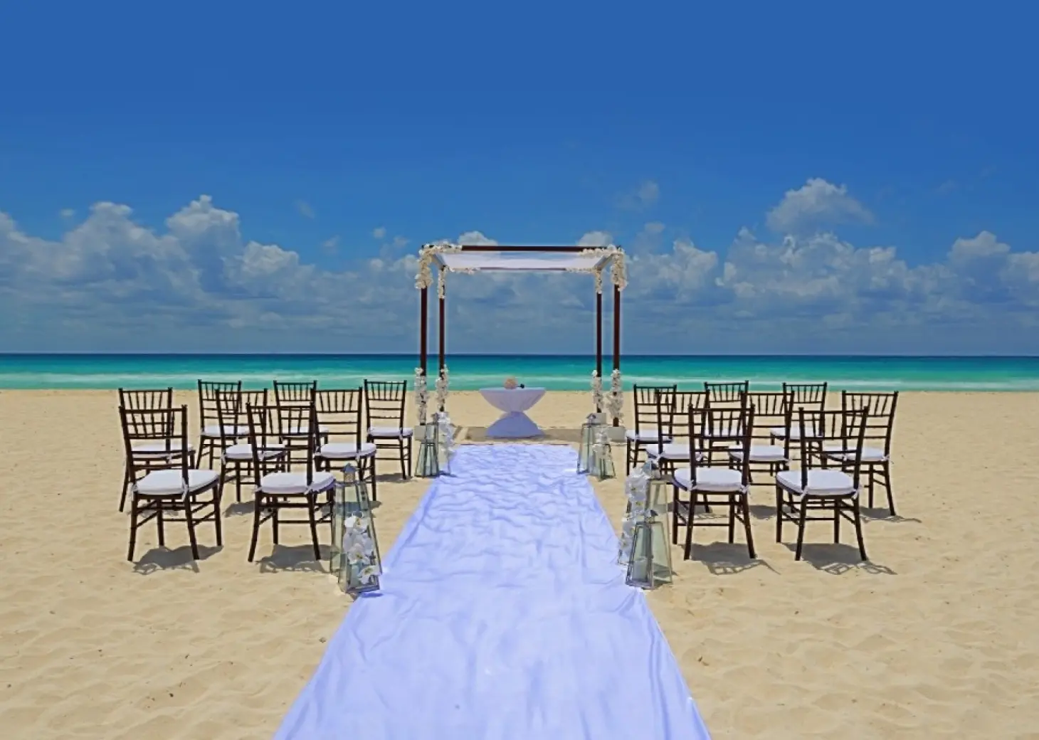 Royal Hideaway Playacar beach wedding venue with chairs
