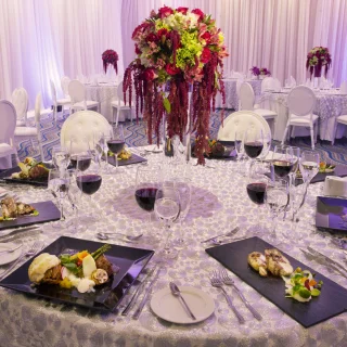 Reception decor on ballroom at Royalton Riviera Cancun