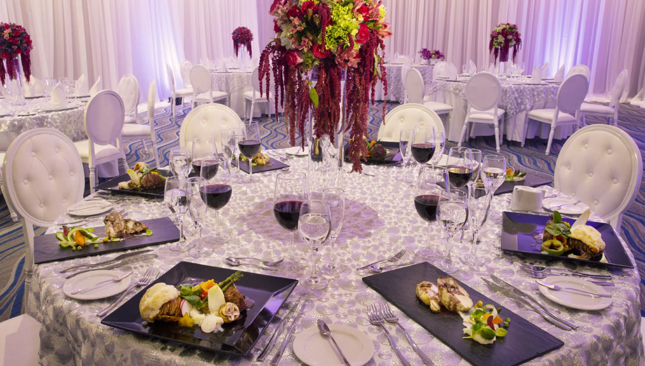 Reception decor on ballroom at Royalton Riviera Cancun