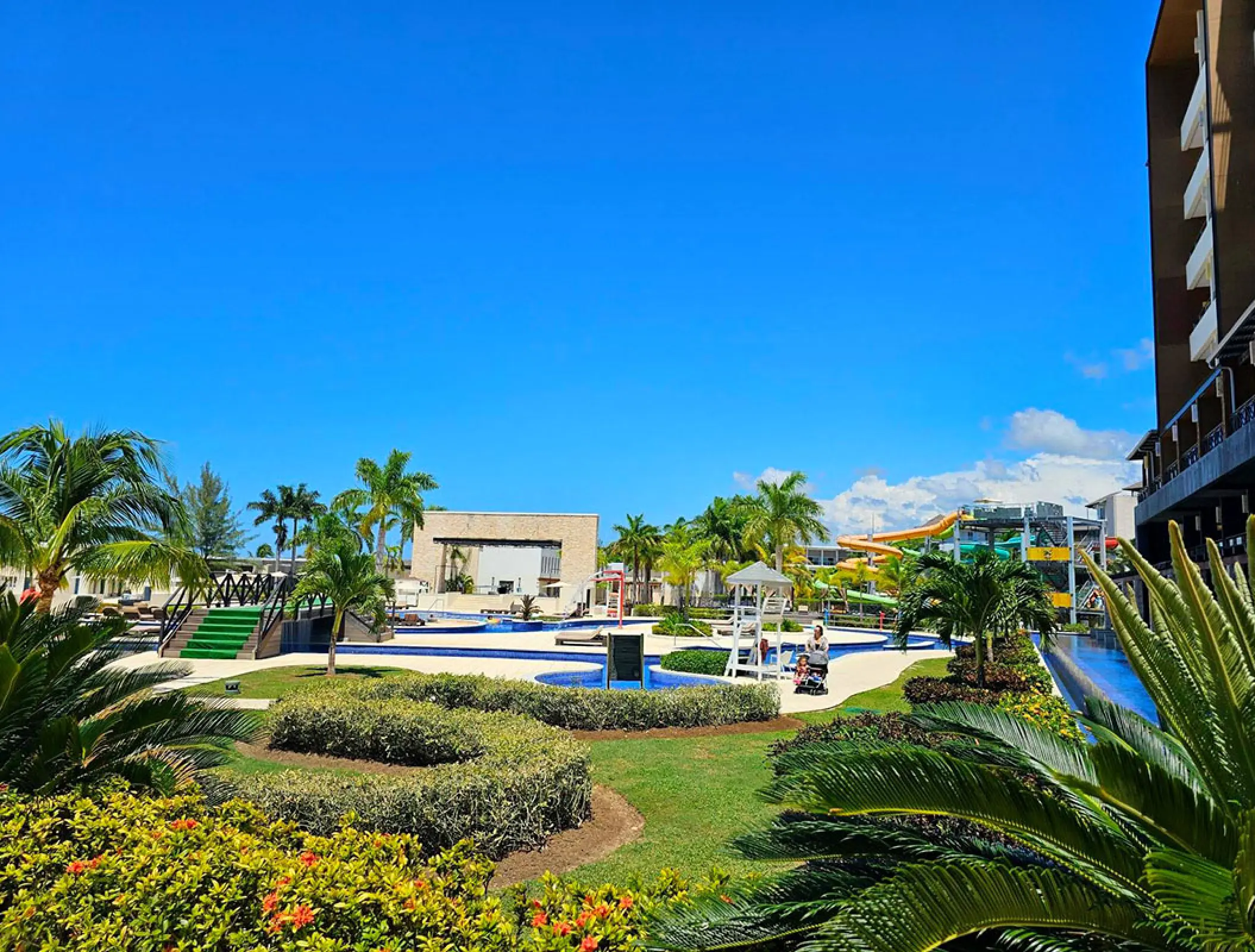Landscaped gardens and water park at Royalton Blue Waters, Montego Bay