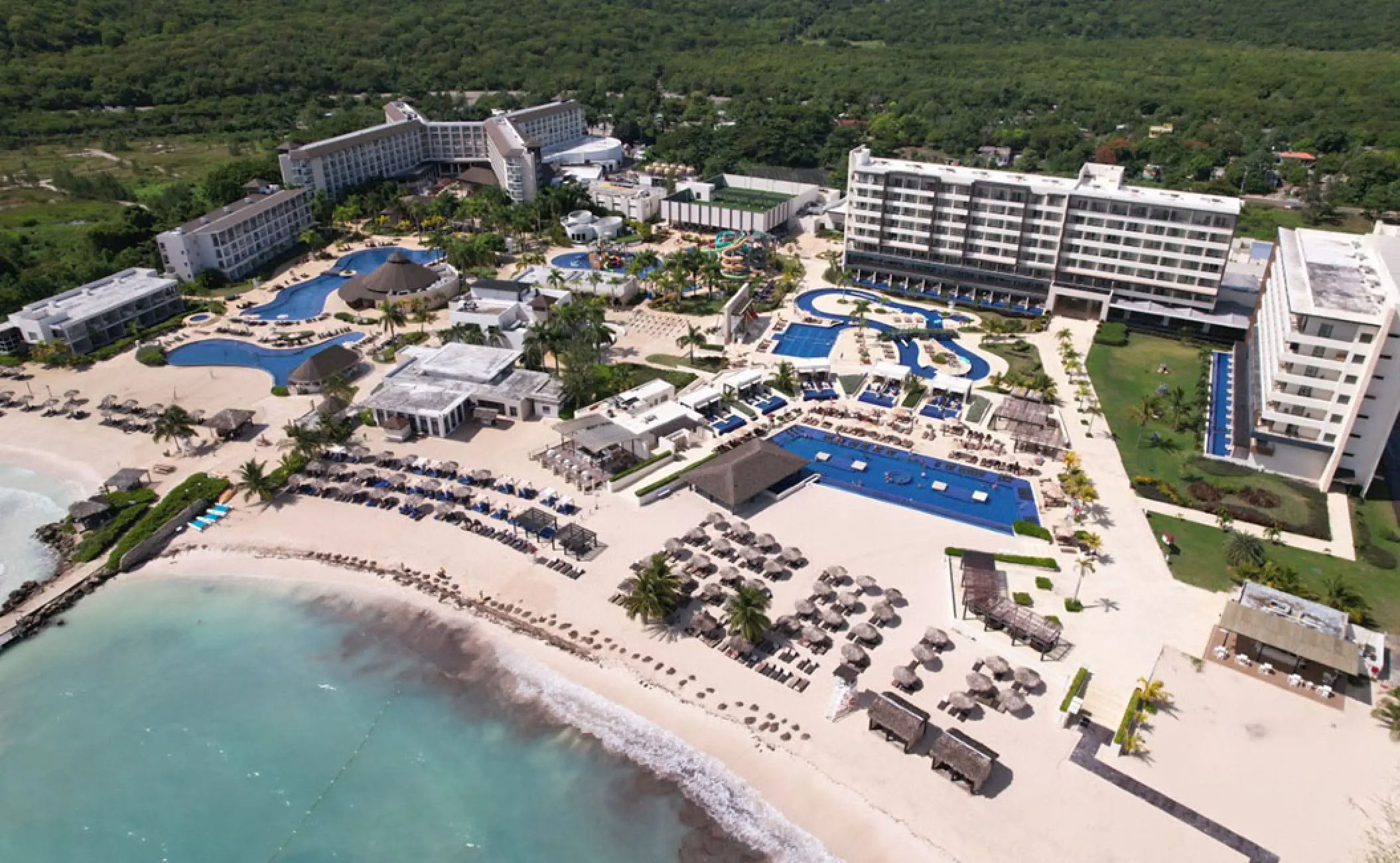 Aerial view of Royalton Blue Waters pools and beachfront, Montego Bay