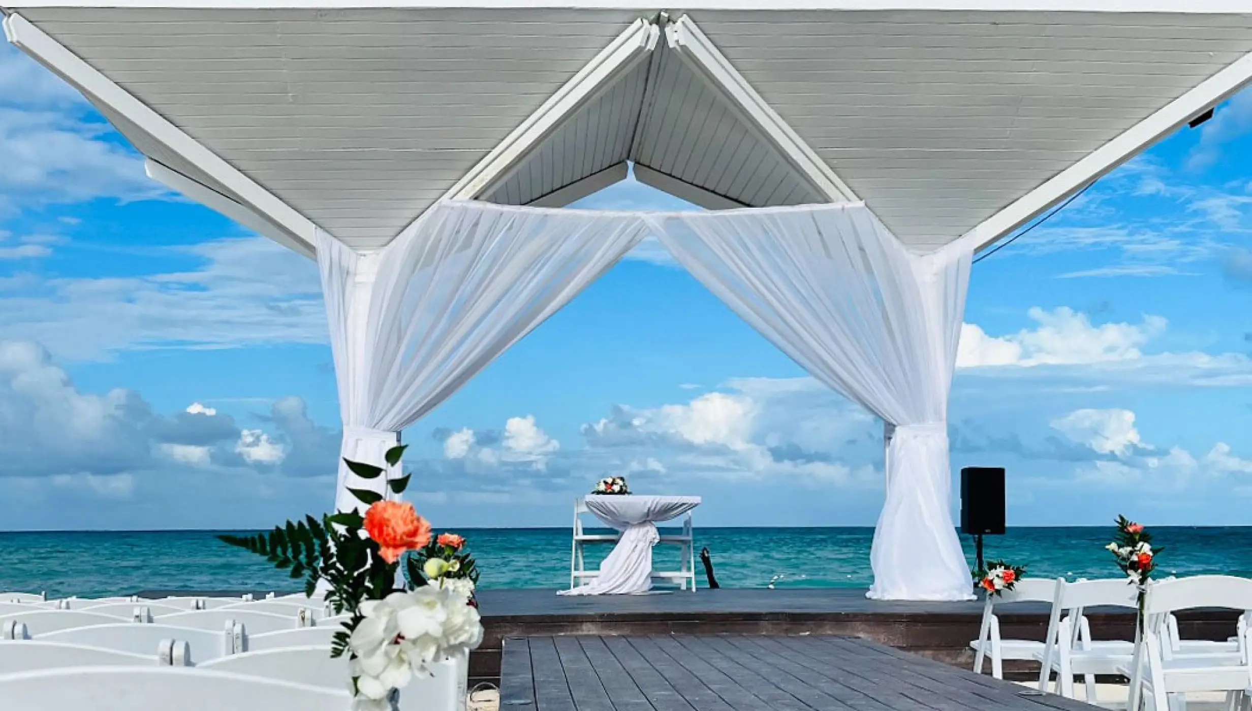 Beach Gazebo Wedding Venue at Royalton Blue Waters.