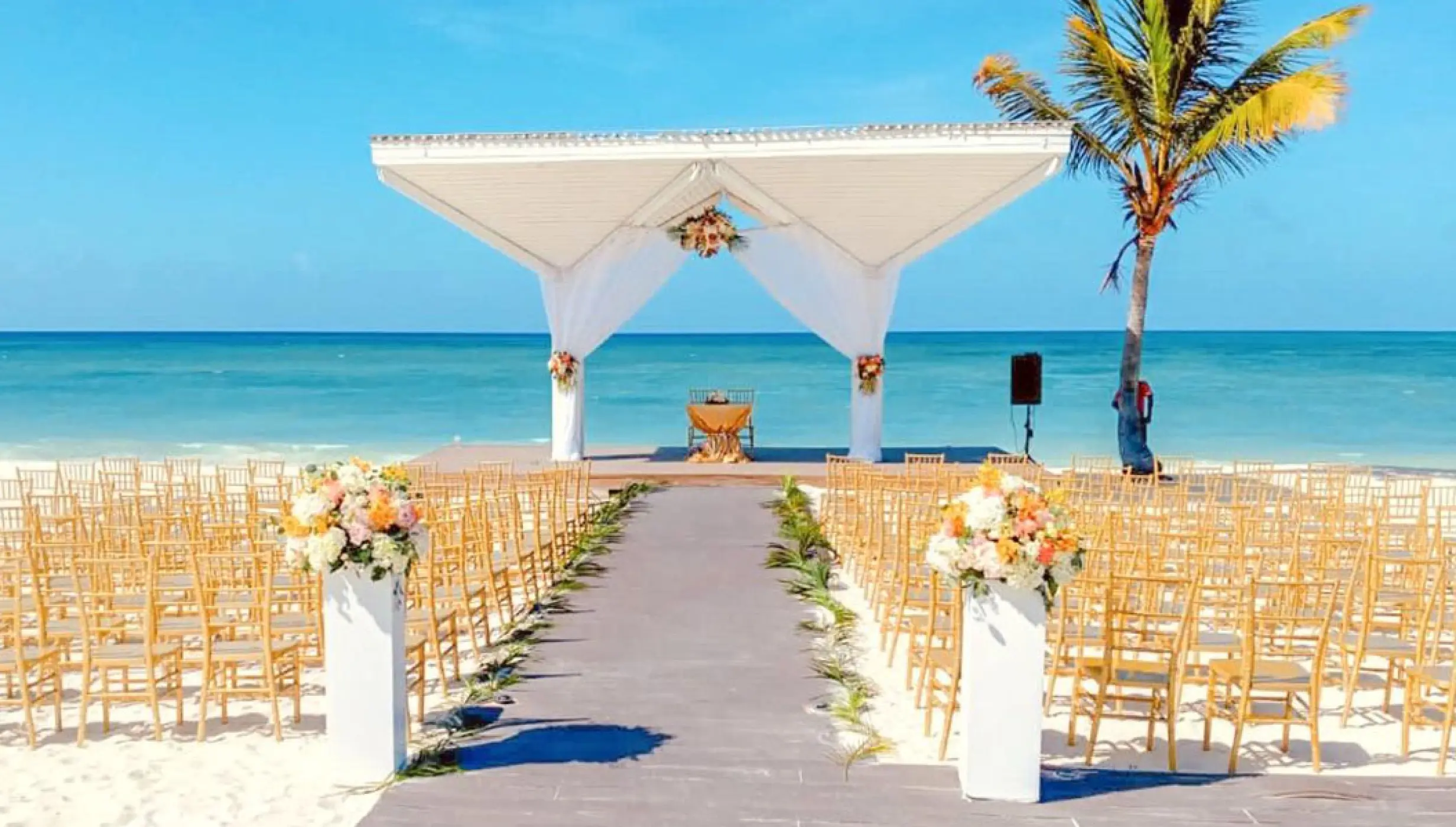 Beach Gazebo Wedding Venue at Royalton Blue Waters.