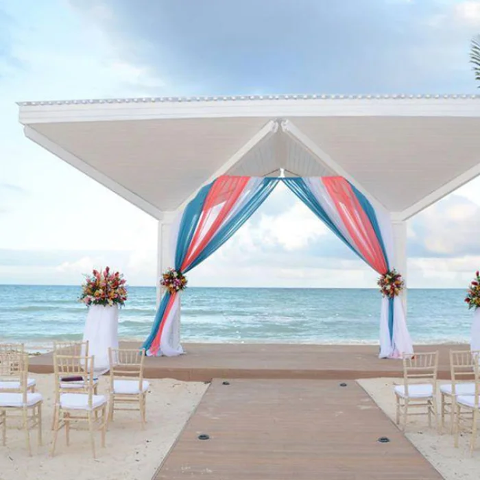 Destination Wedding setup at Beach Gazebo in Royalton Blue Waters.
