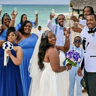 Wedding party toast at Royalton Blue Waters Montego Bay
