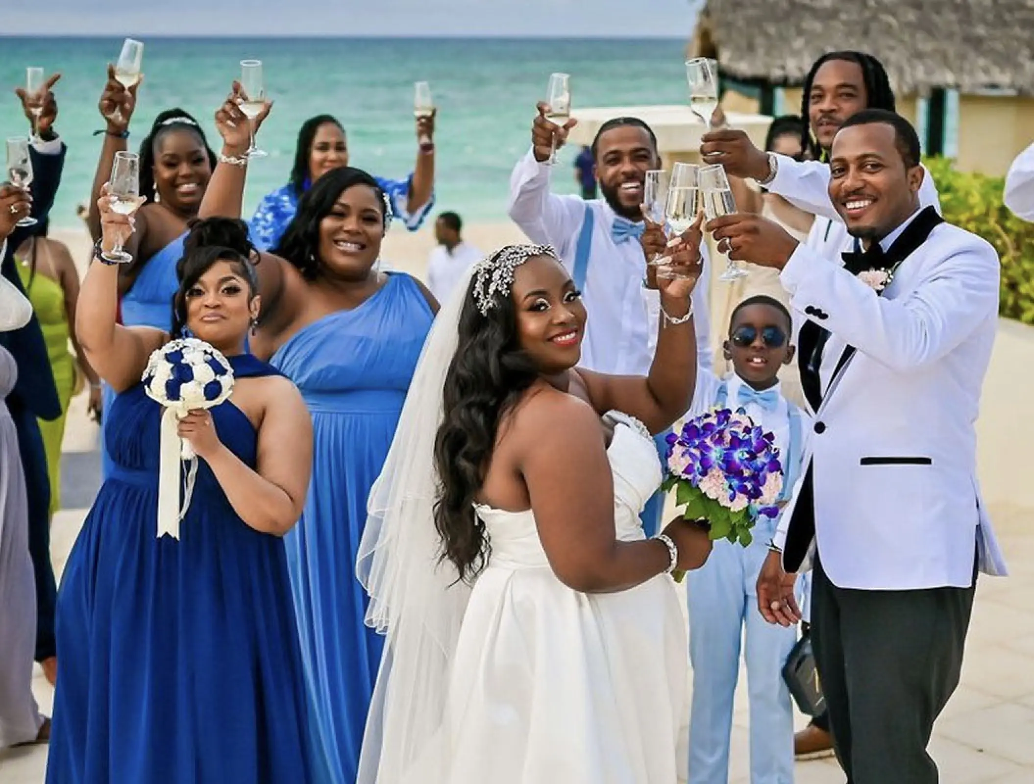Wedding party toast at Royalton Blue Waters Montego Bay