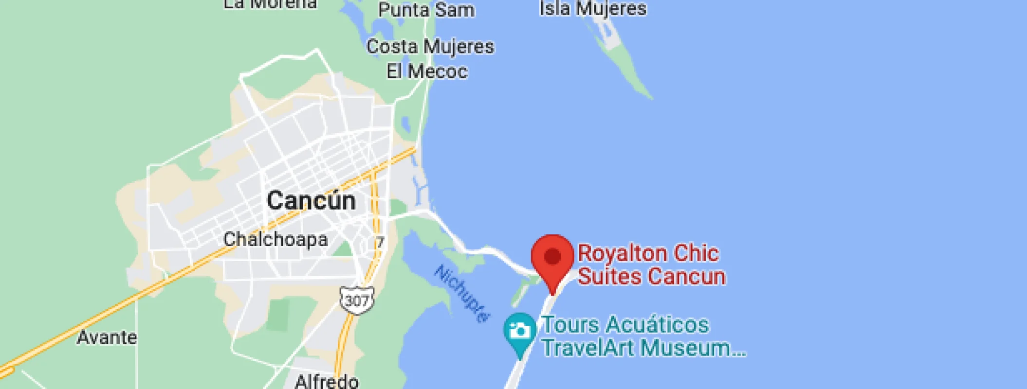 Google maps of Royalton Chic cancun
