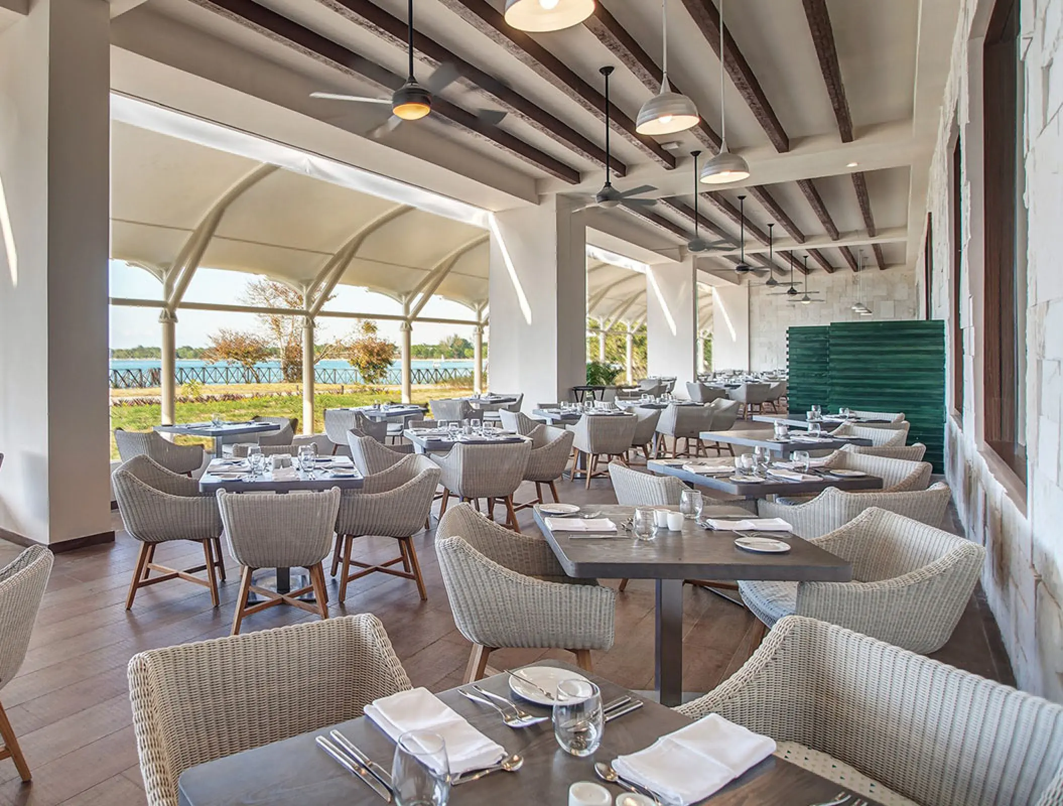 Grazie Italian Restaurant open-air dining area at Royalton Negril, Jamaica