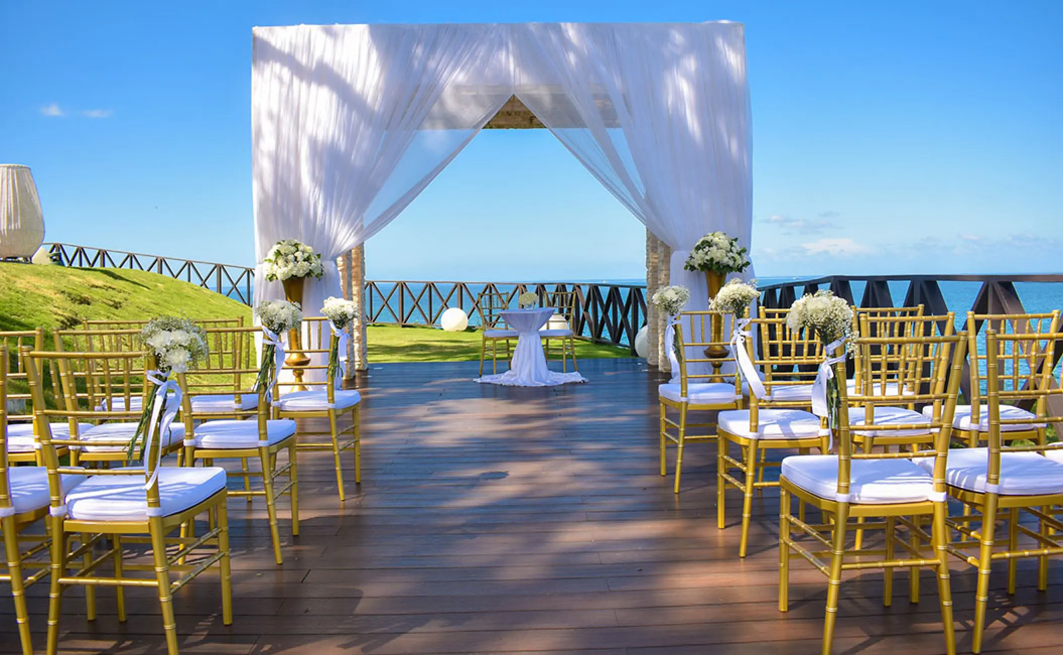 Oceanfront wedding ceremony at the Royalton Negril gazebo, Negril