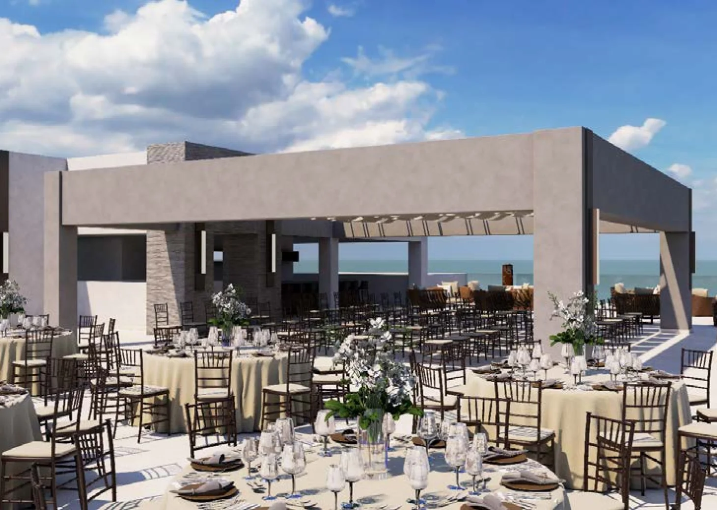 Dinner reception on grazie overview terrace  at Royalton splash riviera cancun