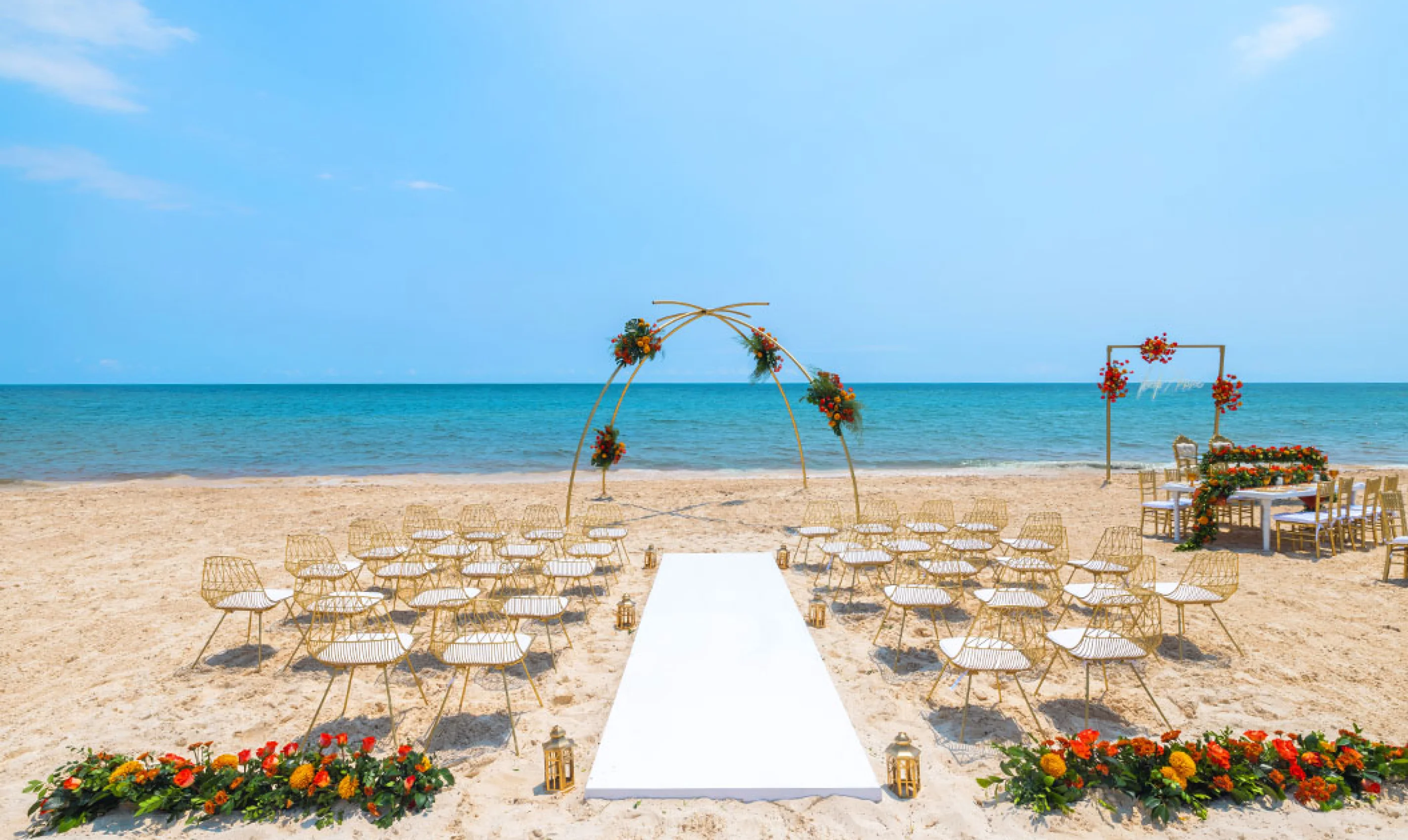 Royalton Splash Riviera Cancun Wedding ceremony setup at the beach