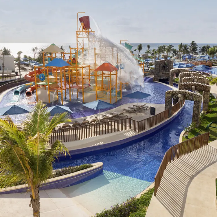 Water park and splash pad with a giant tipping bucket at Royalton Splash Riviera, Cancun