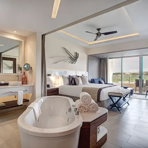 Luxury junior suite ocean view with bathtub at Royalton Blue Waters, Montego Bay