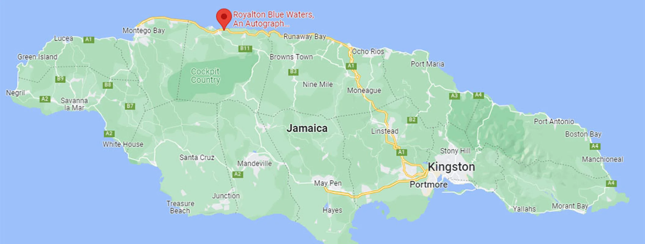 Royalton Blue Waters Montego Bay google map.
