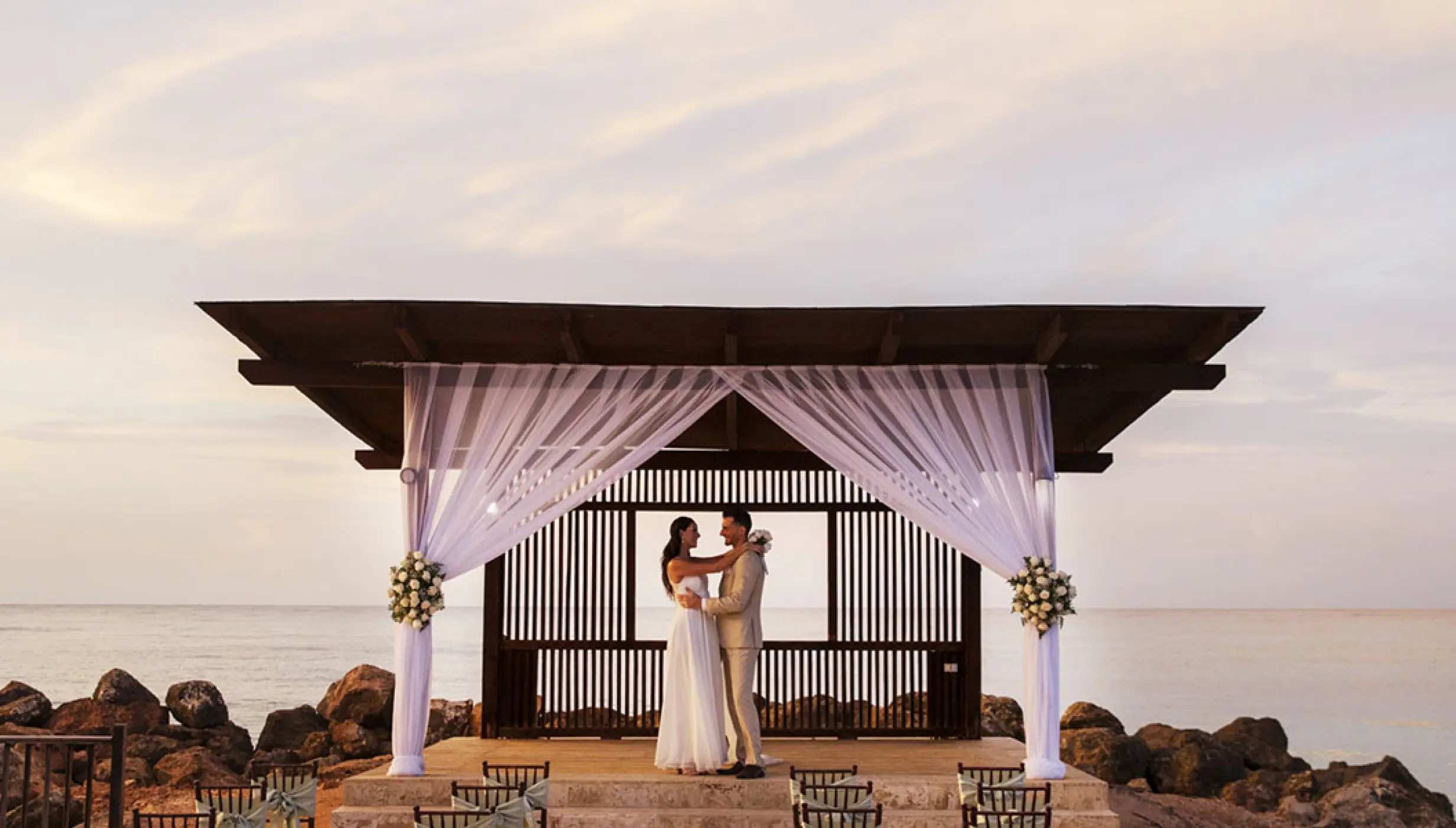 Ocean Gazebo Wedding Venue at Royalton Blue Waters.