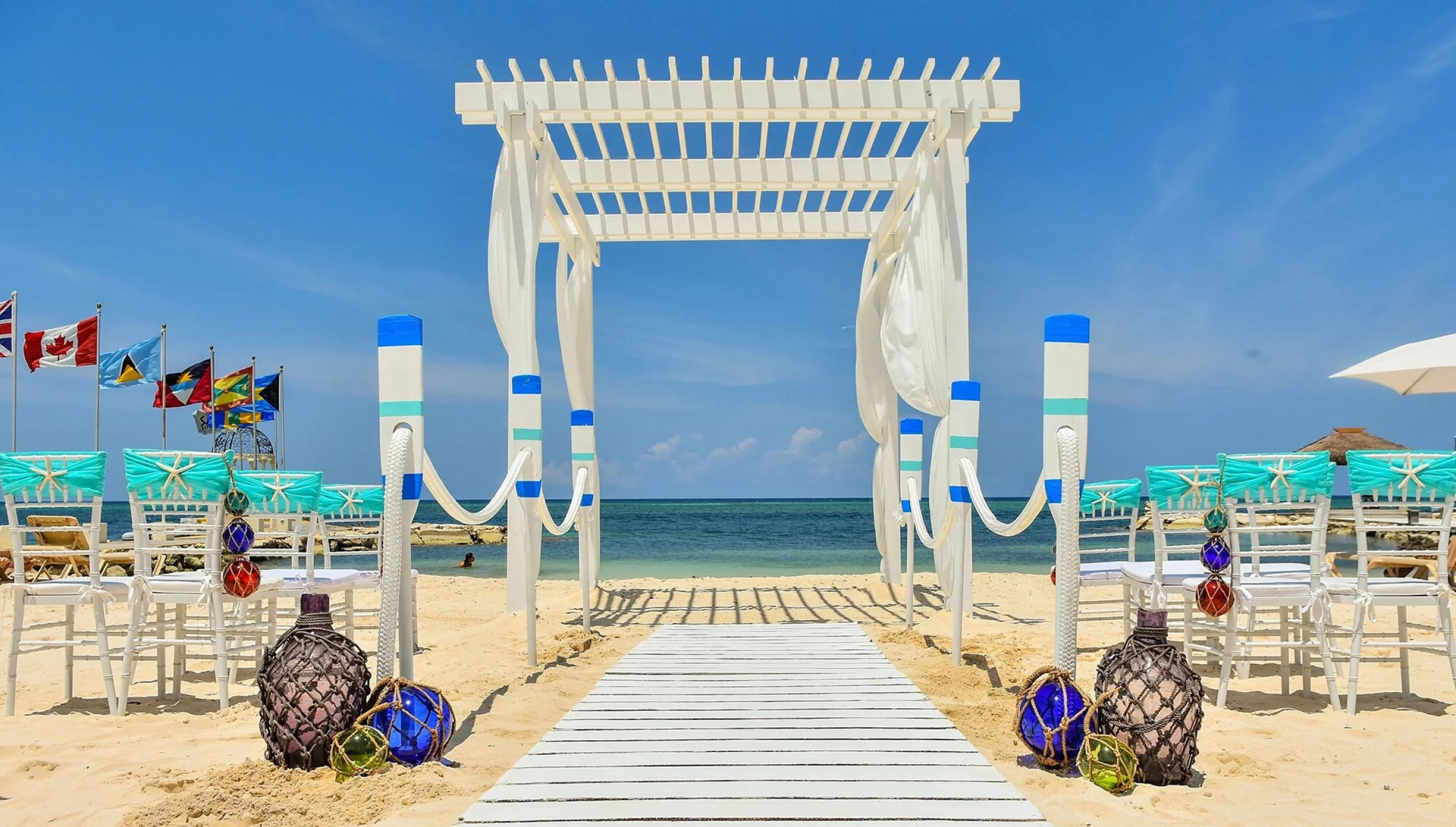 Ceremony decor in the beach at Sandals Montego Bay