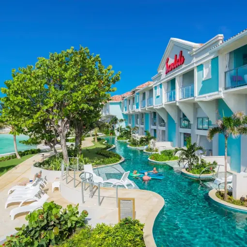 Swim-up suites and river pool at Sandals Montego Bay, Montego Bay