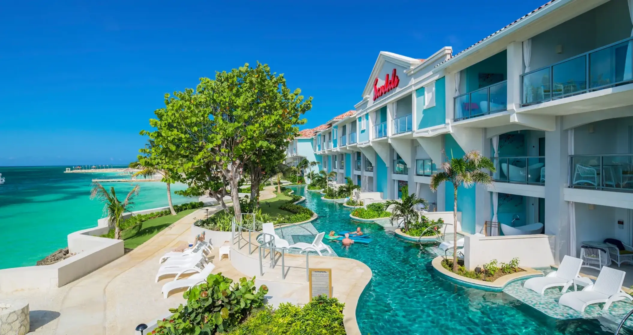 Swim-up suites and river pool at Sandals Montego Bay, Montego Bay