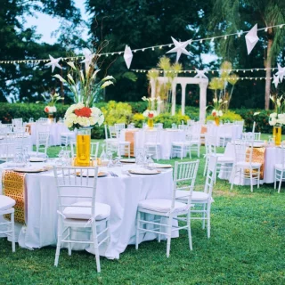 Dinner reception in the garden at Sandals Ochi