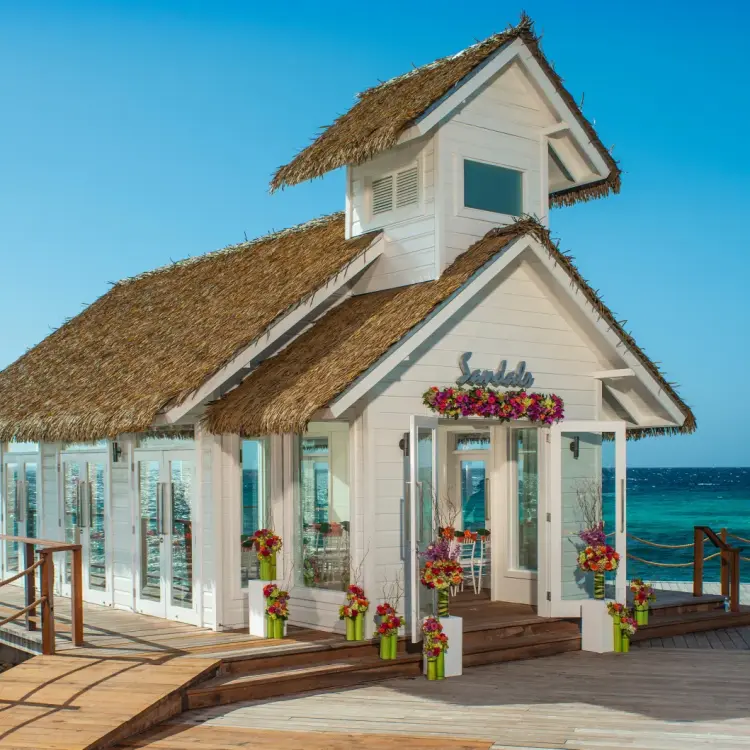Over-the-water wedding chapel at Sandals Ochi, Ocho Rios