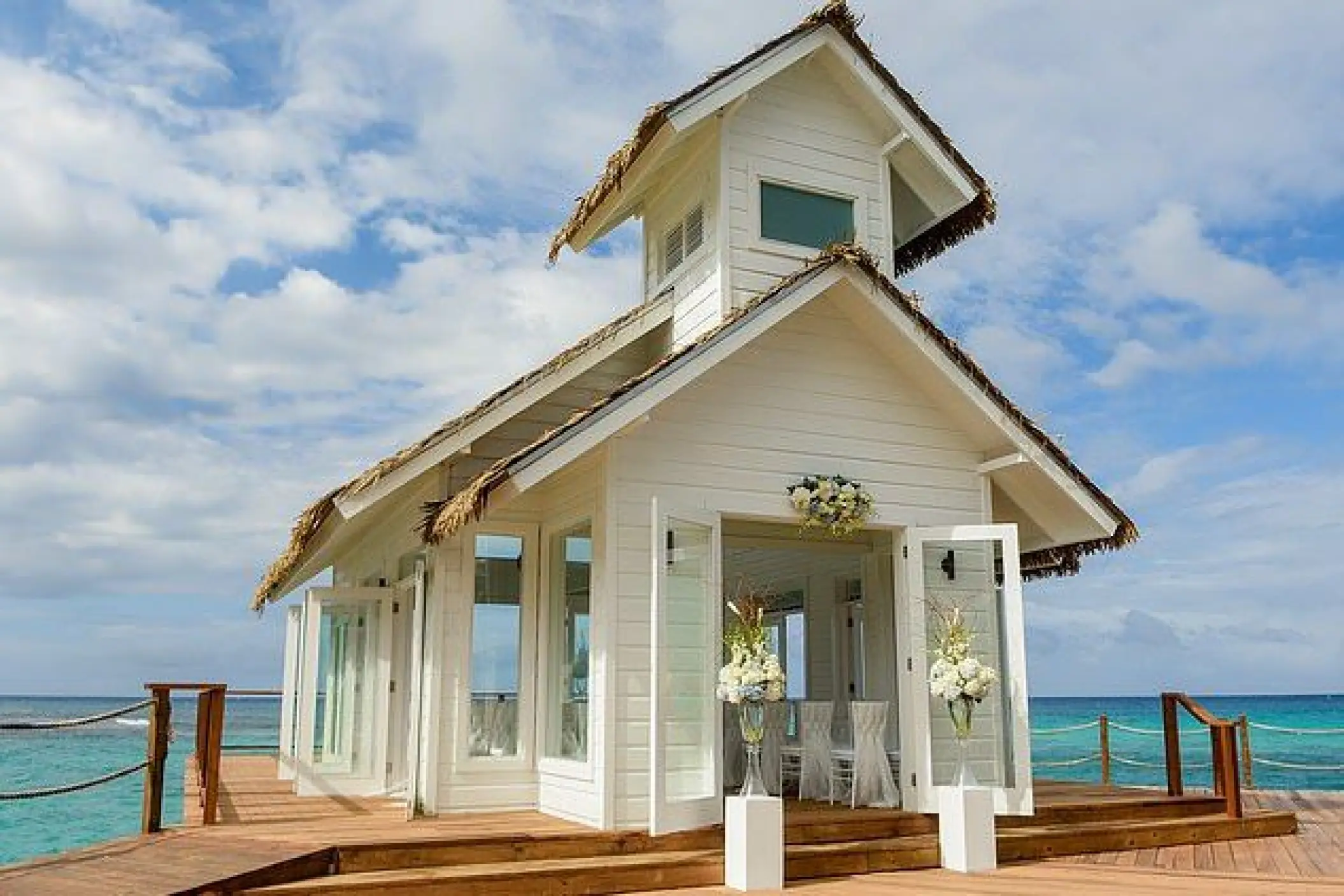Over-water chapel wedding ceremony venue at Sandals Ochi, Ocho Rios