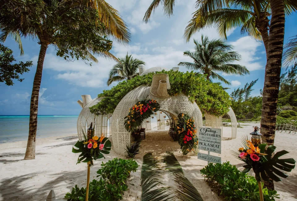 Sandos Caracol Eco Resort gazebo wedding venue on beach