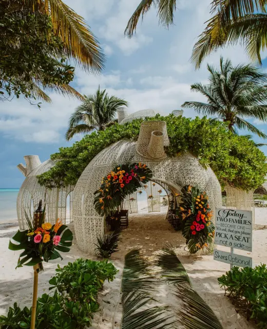 Sandos Caracol Eco Resort gazebo wedding venue on beach