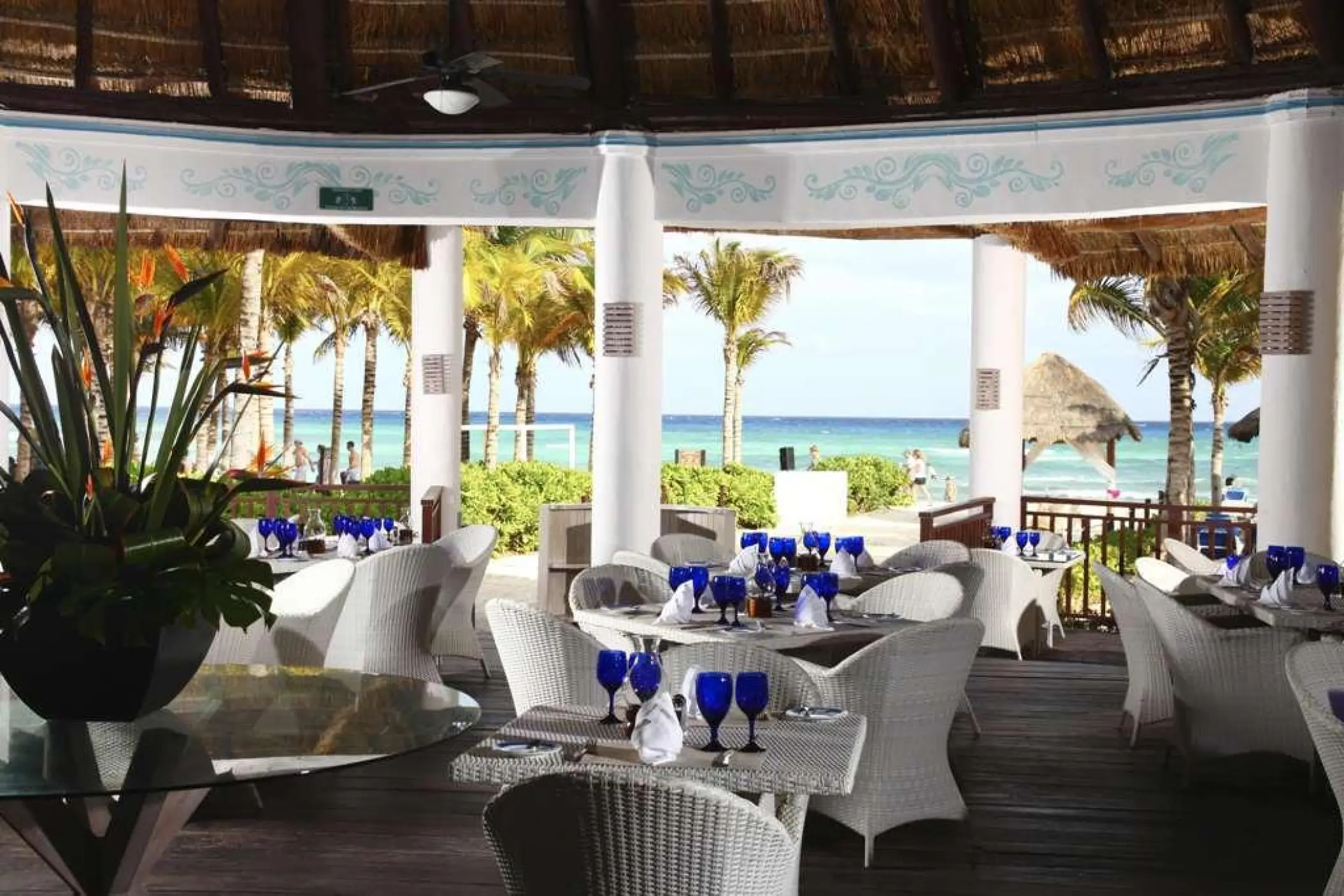 Sandos Caracol open-air beach restaurant with ocean views, Playa Del Carmen