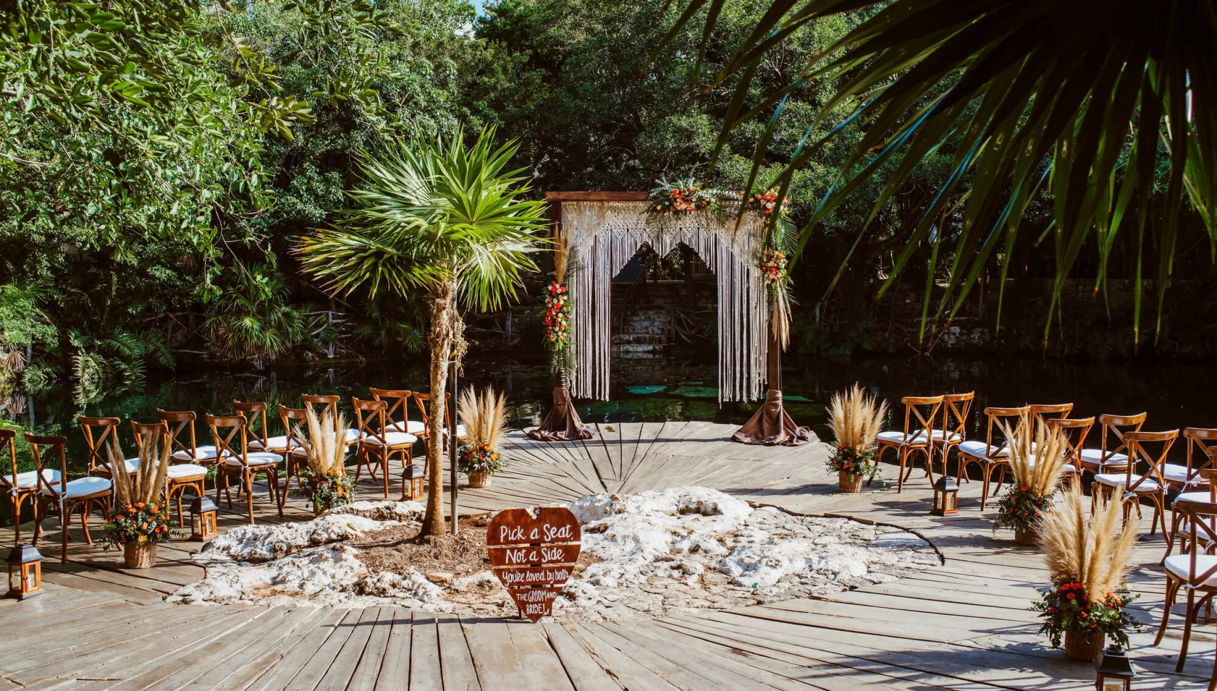 Sandos Caracol Eco Resort cenote wedding venue seating