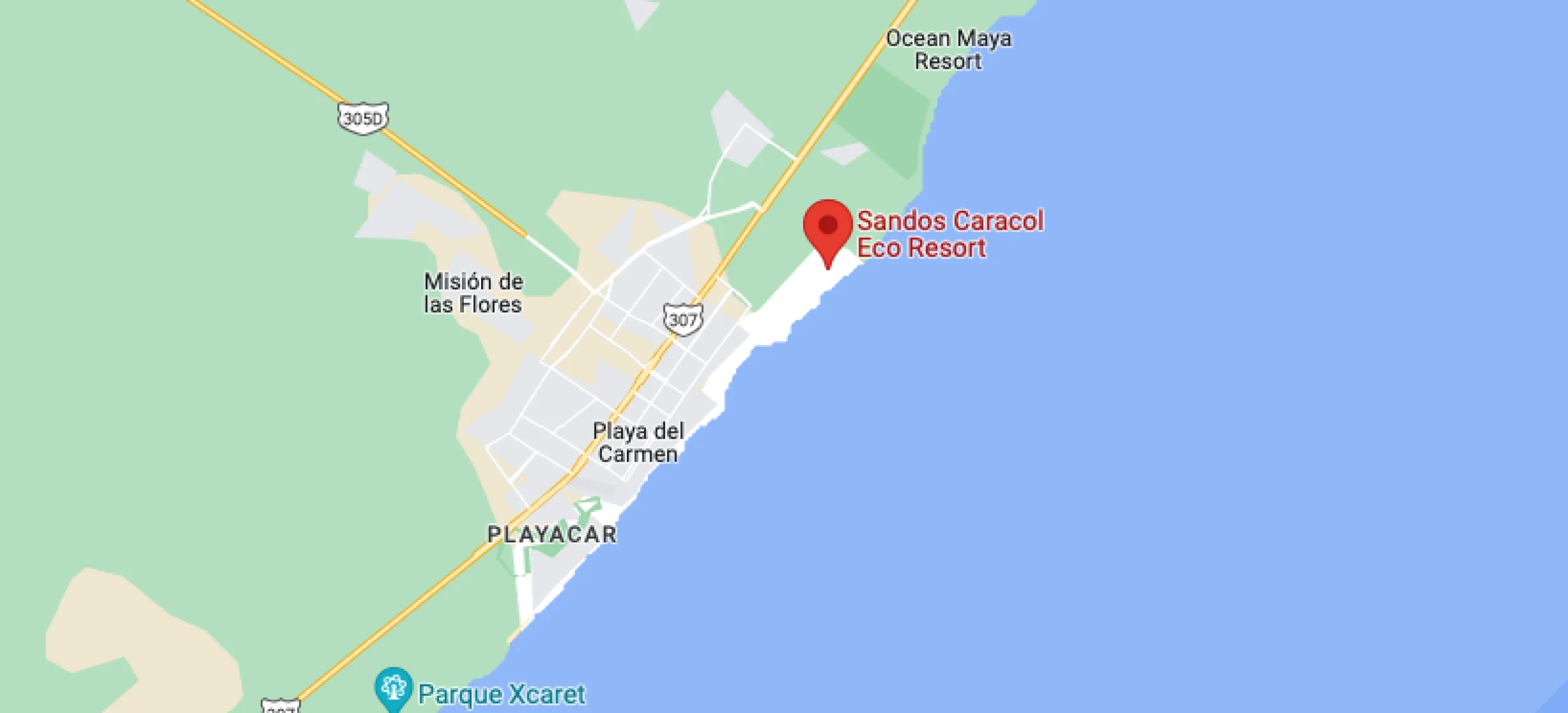 Google maps of Sandos Caracol