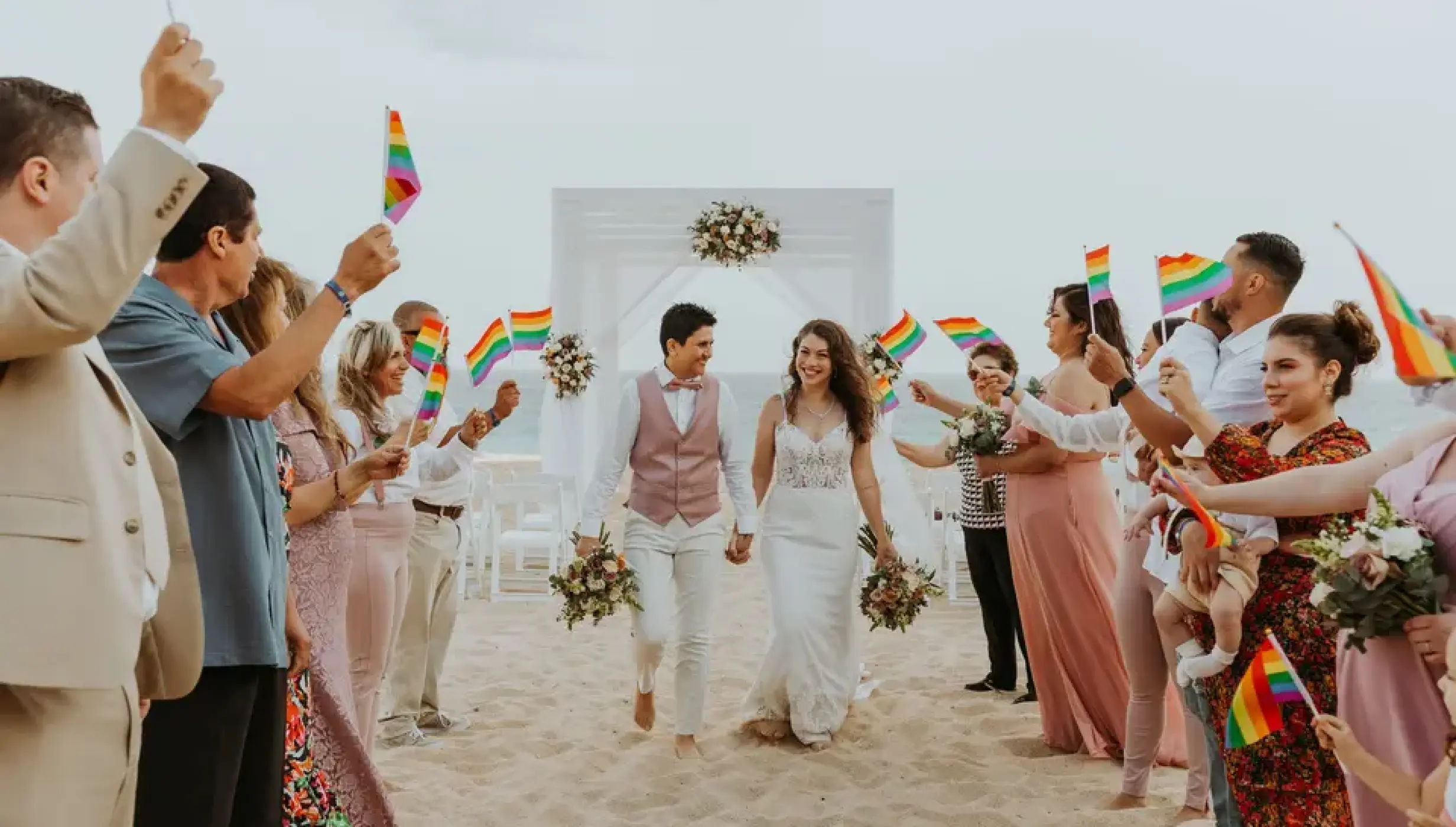 Ceremony decor on the beach at Sandos Finisterra Los Cabos
