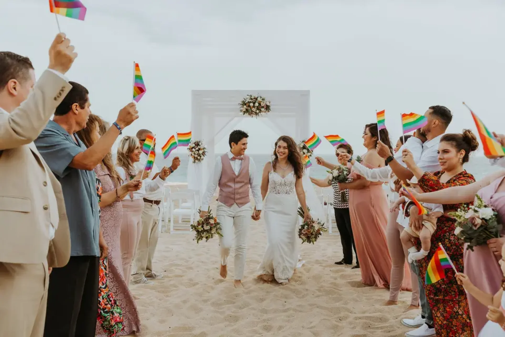 Ceremony decor on the beach at Sandos Finisterra Los Cabos