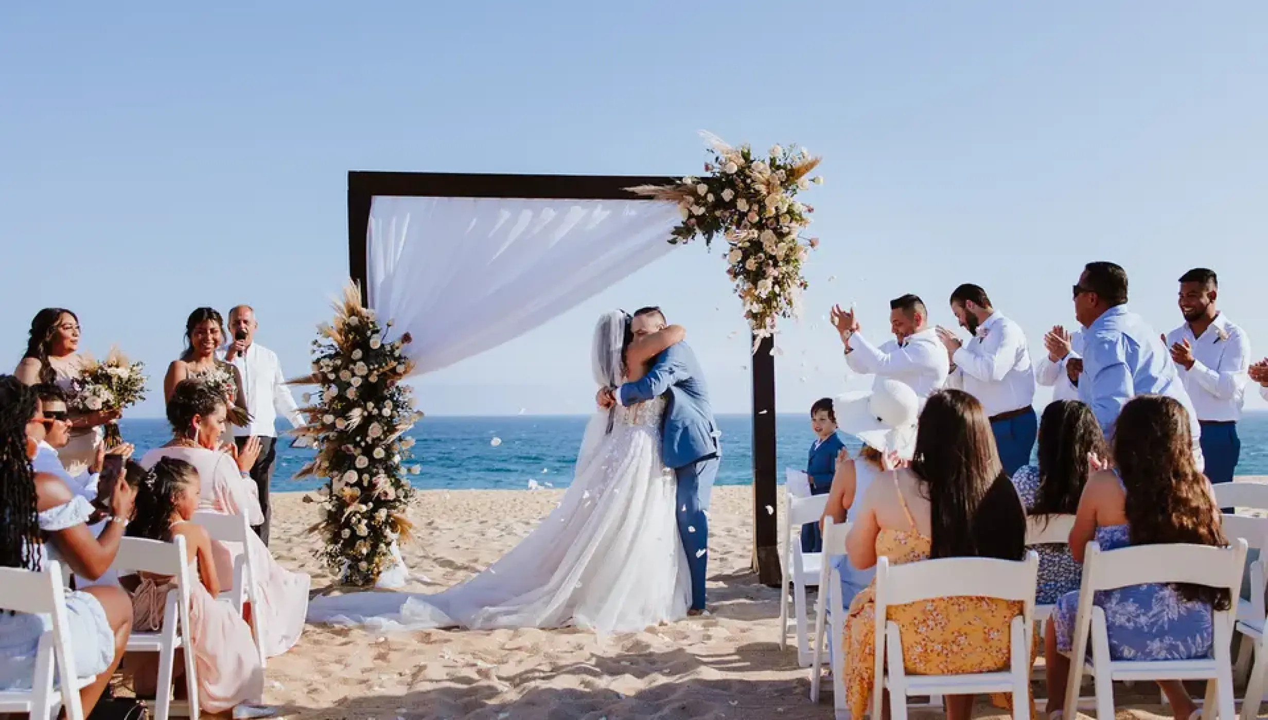 Ceremony decor on the beach at Sandos Finisterra Los Cabos