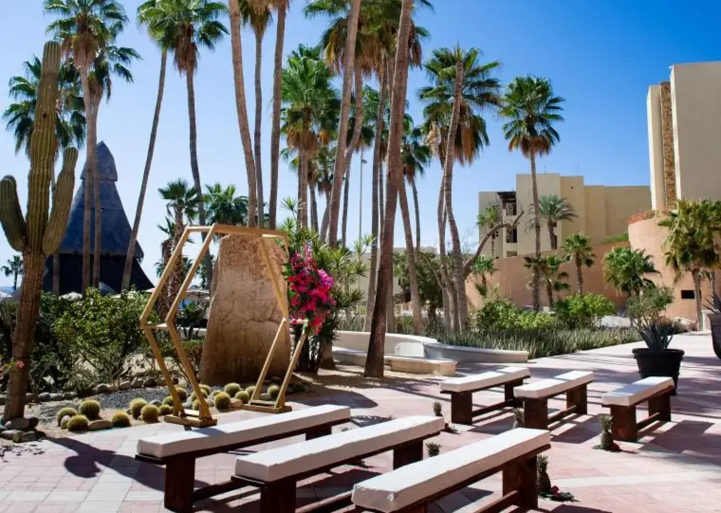 Ceremony decor on the dessert garden at Sandos Finisterra Los Cabos